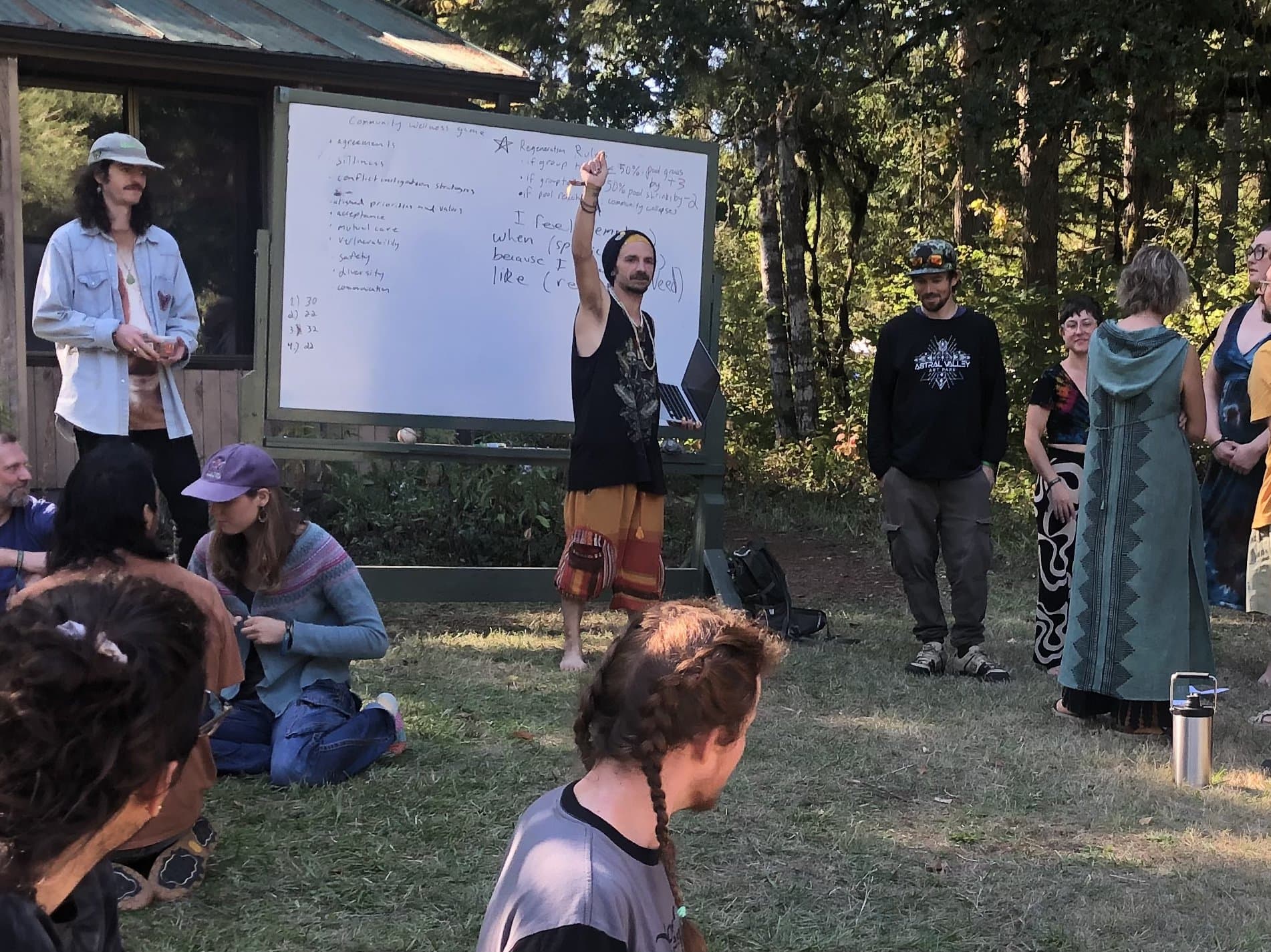 Adaptive Edge facilitating an outdoor learning experience with whiteboard